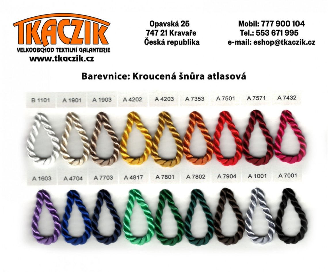 Kroucená šnůra atlasová šíře 4mm