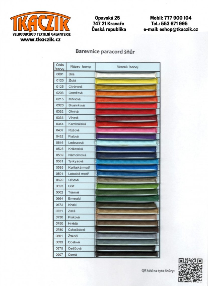 Šnůra PARACORD 4mm