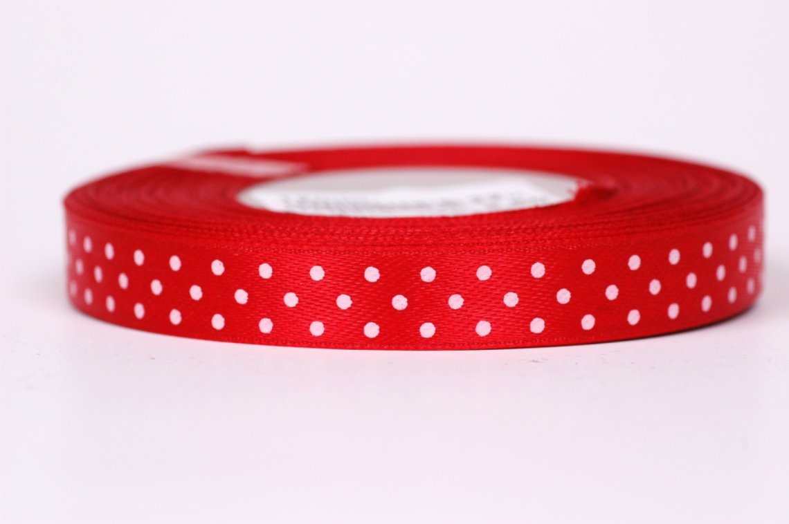 Stuha atlasová puntík šíře 12mm