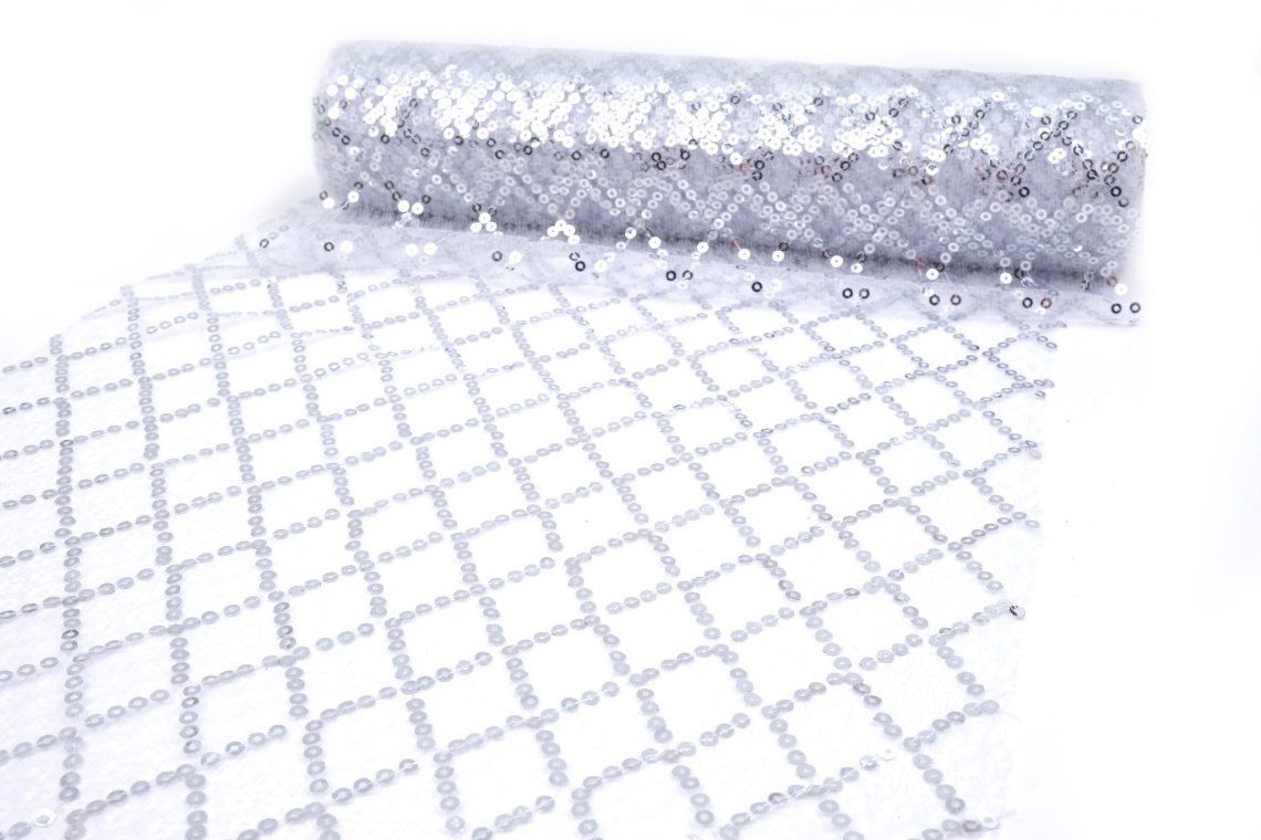 Organza s flitry šíře 24cm návin 2,5m