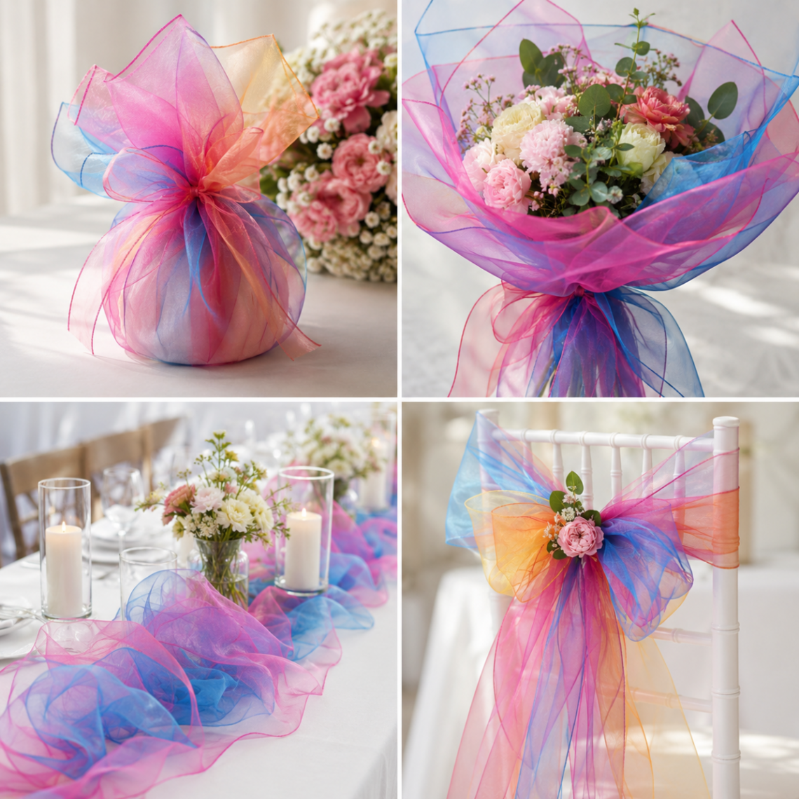 Organza obšitá šíře 39 cm návin 8 m