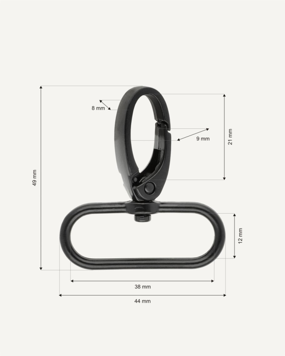 Karabina kovová otočná průvlek 38 mm
