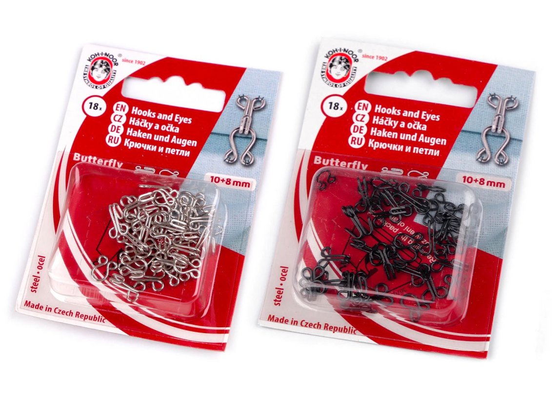Háčky a očka č.6 vel.10mm krab. 18párů
