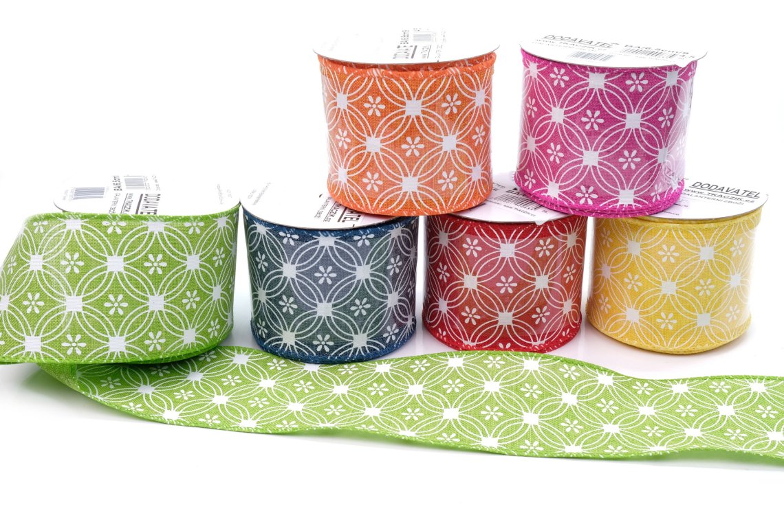 Stuha bavlněná s drátkem šíře 6,5cm