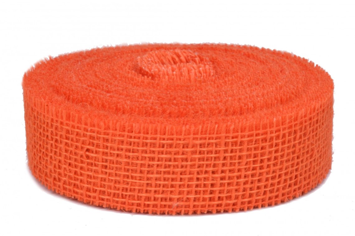 Stuha jutová 136 oranžová šíře 50mm