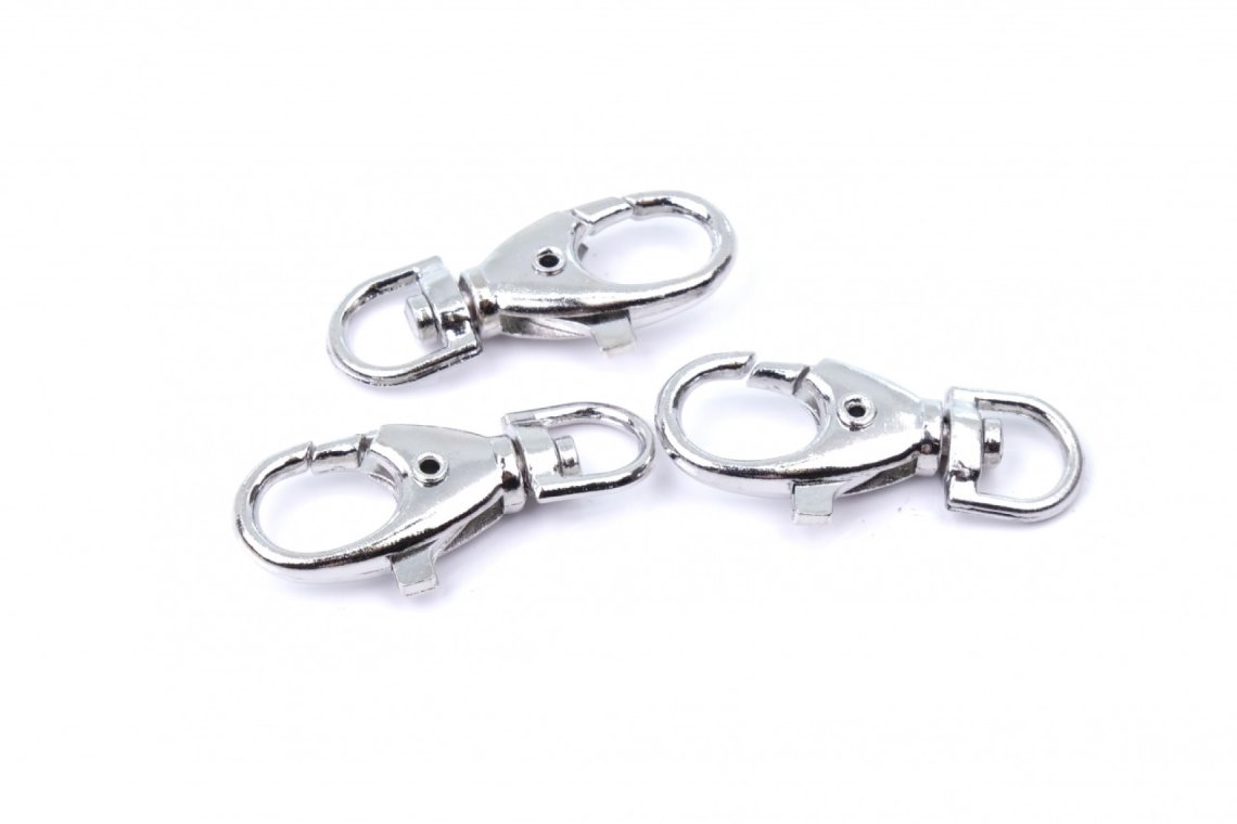 Karabina kovová otočná průvlek 1cm nikl