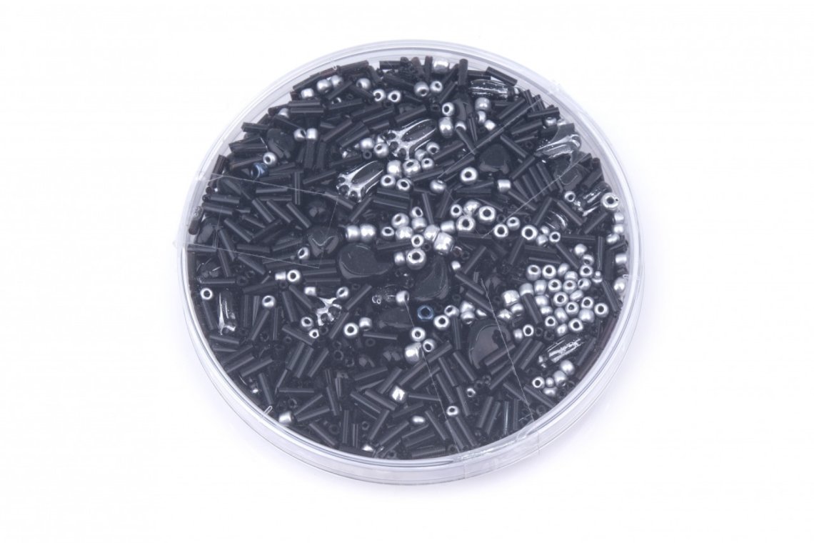 Korálky skleněné směs 120g černá