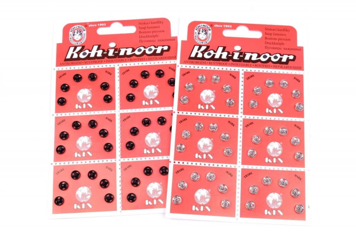 Stiskací knoflíky KIN vel.2/0 - 5mm karta 36ks