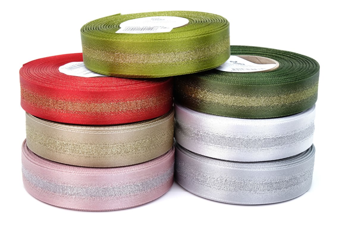 Stuha atlasová oboulící s metaloplastem 393i šíře 25mm