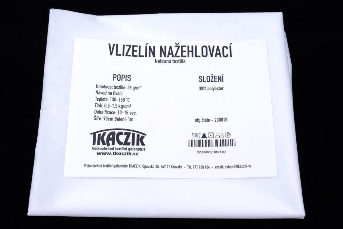 Vlizelín nažehlovací 36g/m rozměr 100x90cm