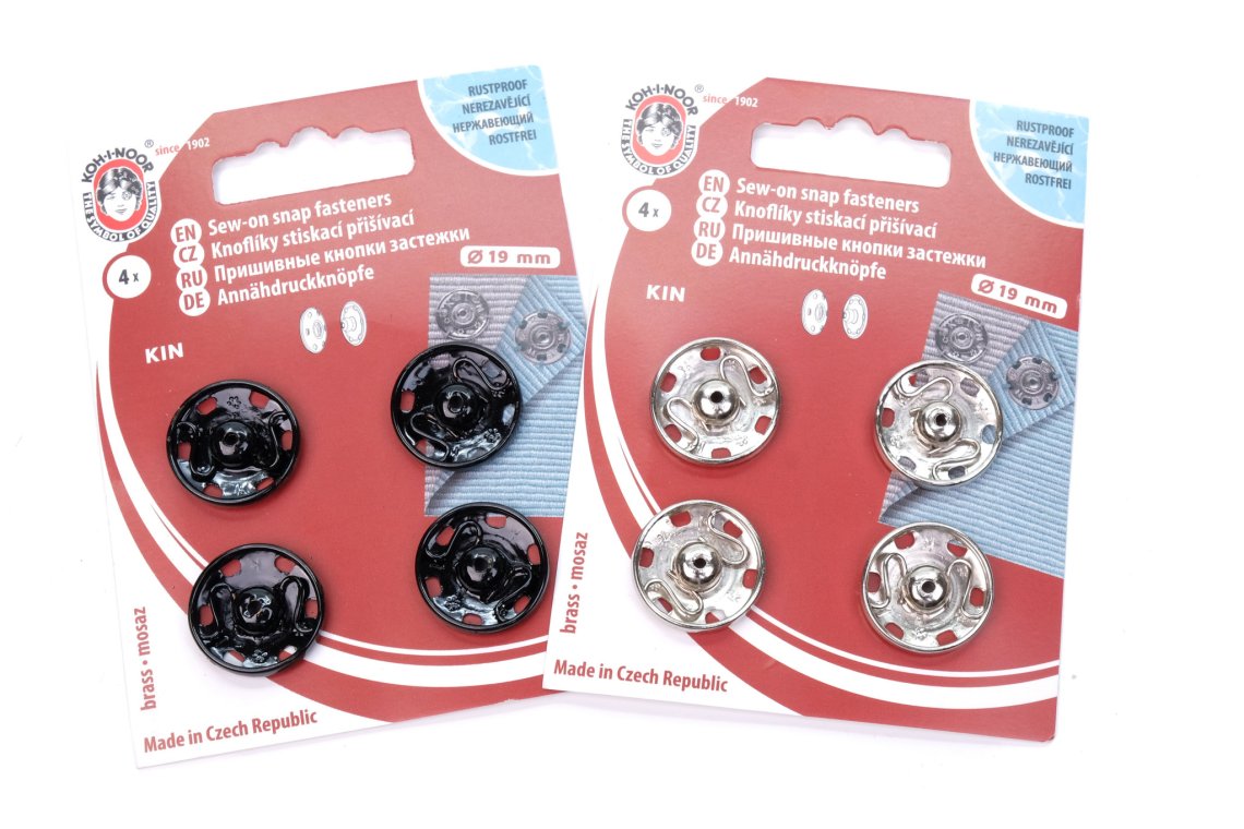 Stiskací knoflíky KIN 19mm karta 4ks