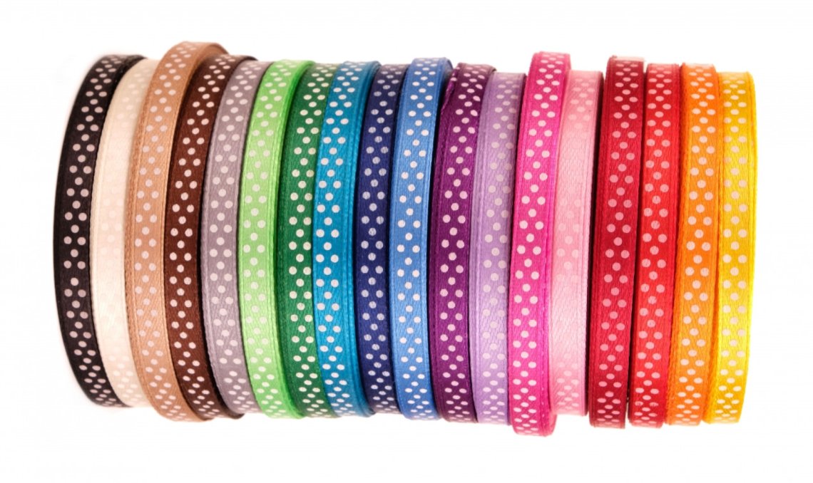 Stuha atlasová puntík šíře 6mm