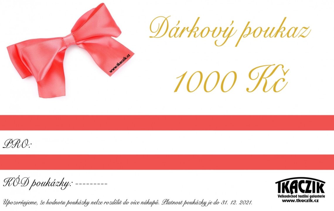 Dárkový poukaz TKACZIK 1000 Kč