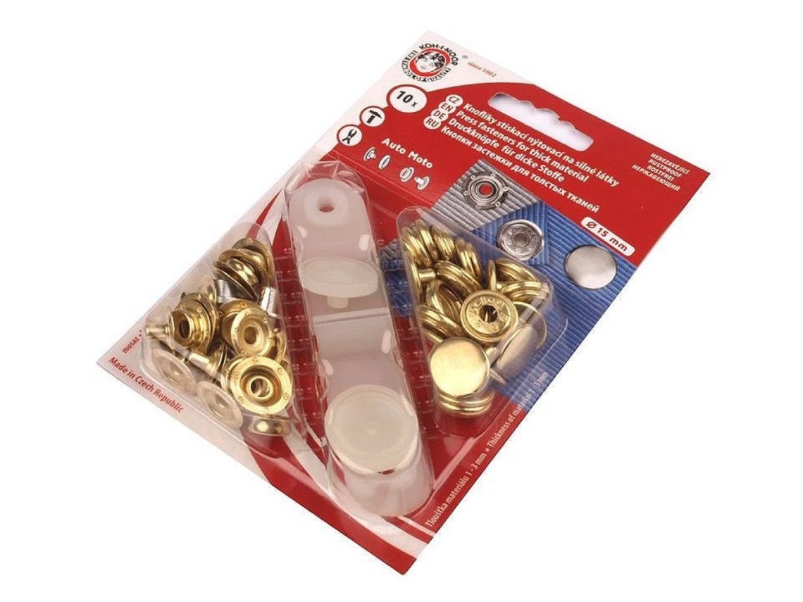 Auto moto Ø15mm karta 10ks hladký zlatý