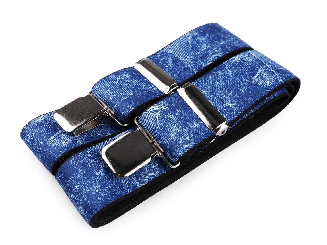 Šle pánské vzor Y šíře 40mm /120cm džínový potisk