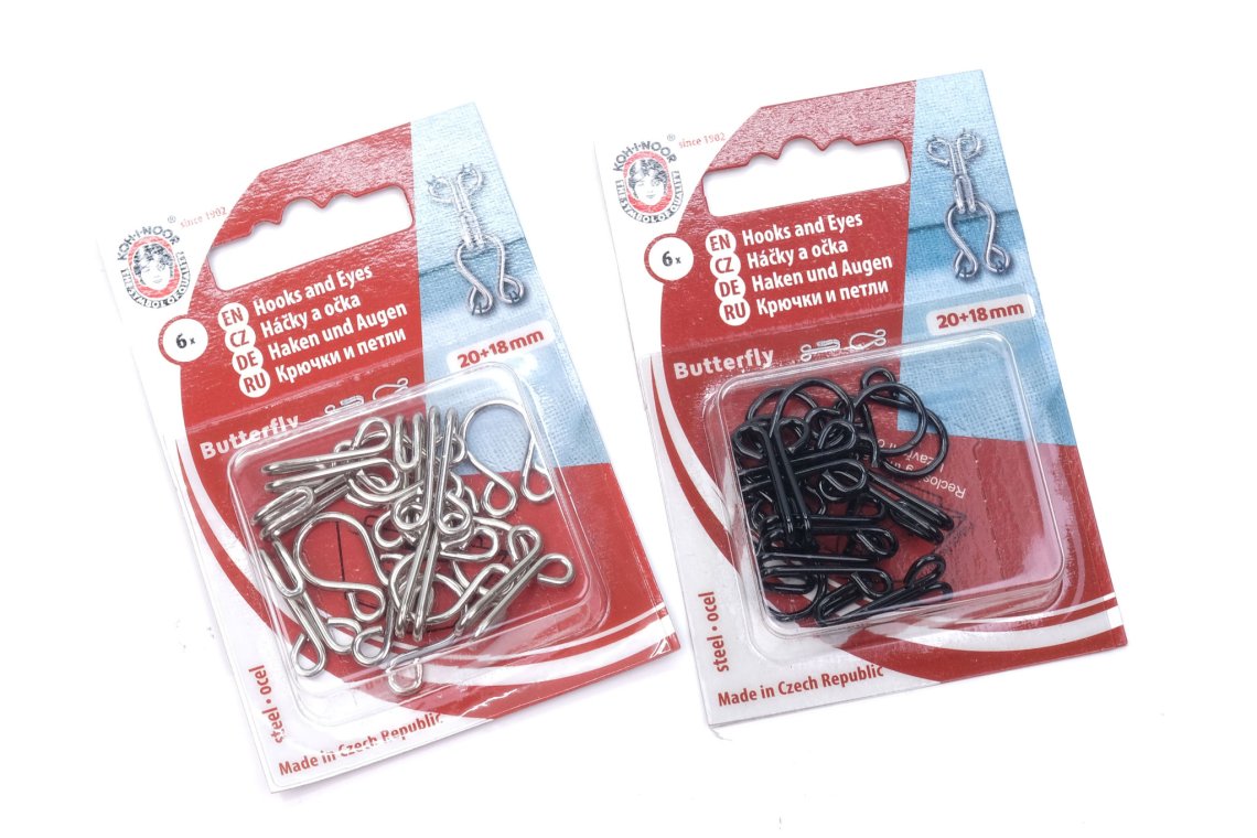 Háčky a očka 4/0 20+18mm krab. 6 párů