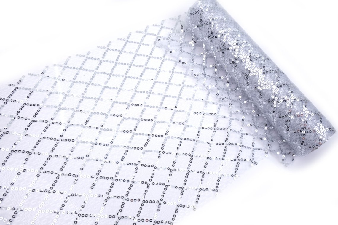 Organza s flitry šíře 24cm návin 2,5m