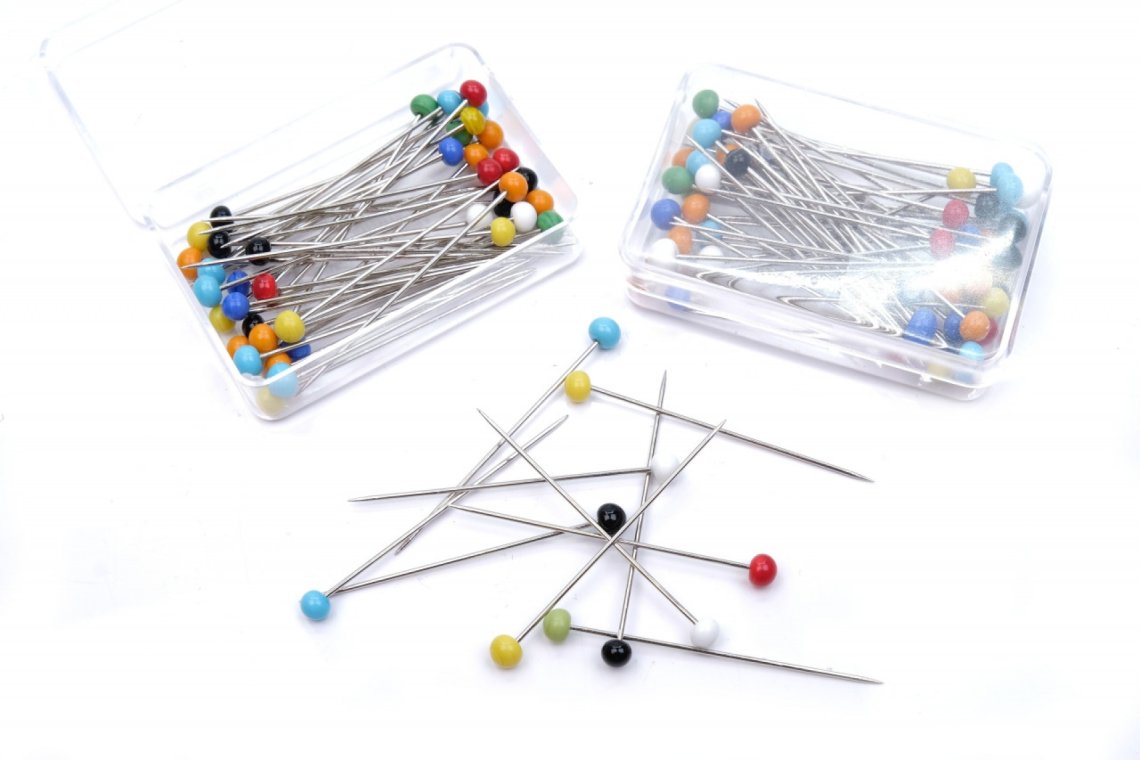 Špendlík skleněná hlavička 50ks MIX BAREV 48mm x0,8mm