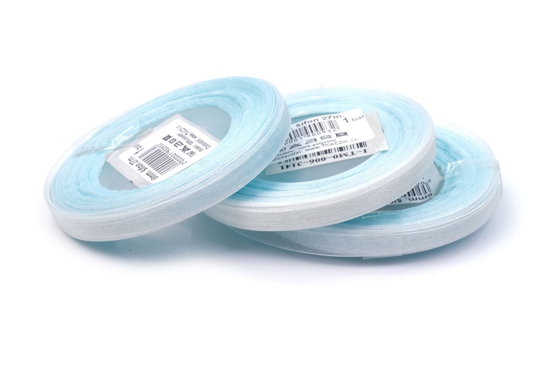 Stuha šifónová šíře 6 mm cívka 27 m mint SLEVA