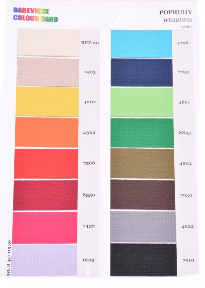 Barevnice popruhů bavlněných