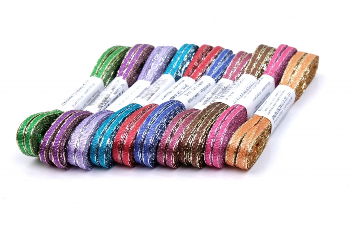 Stuha torsade lurexová  šíře 3mm MIX