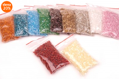 Korálky skleněné řezané rokajl délka 2mm 20g