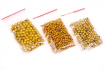 Korálky plastové zlaté kulaté mix vel.3,4,5mm balení 5g