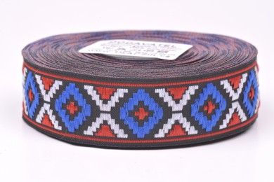 Lemovka indián 914/V9 šíře 25mm modro-červená