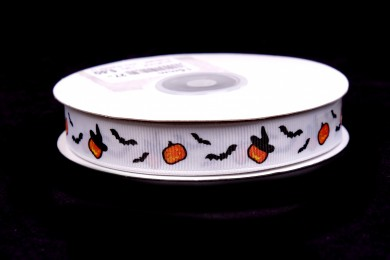 Stuha rypsová vzor halloween šíře 15mm