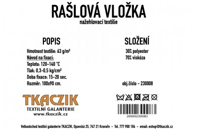 Rašlovka nažehlovací univerzální 63 g/m² rozměr 100x90 cm