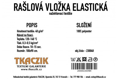 Rašlovka nažehlovací elastická 40 g/m² rozměr 100x90 cm