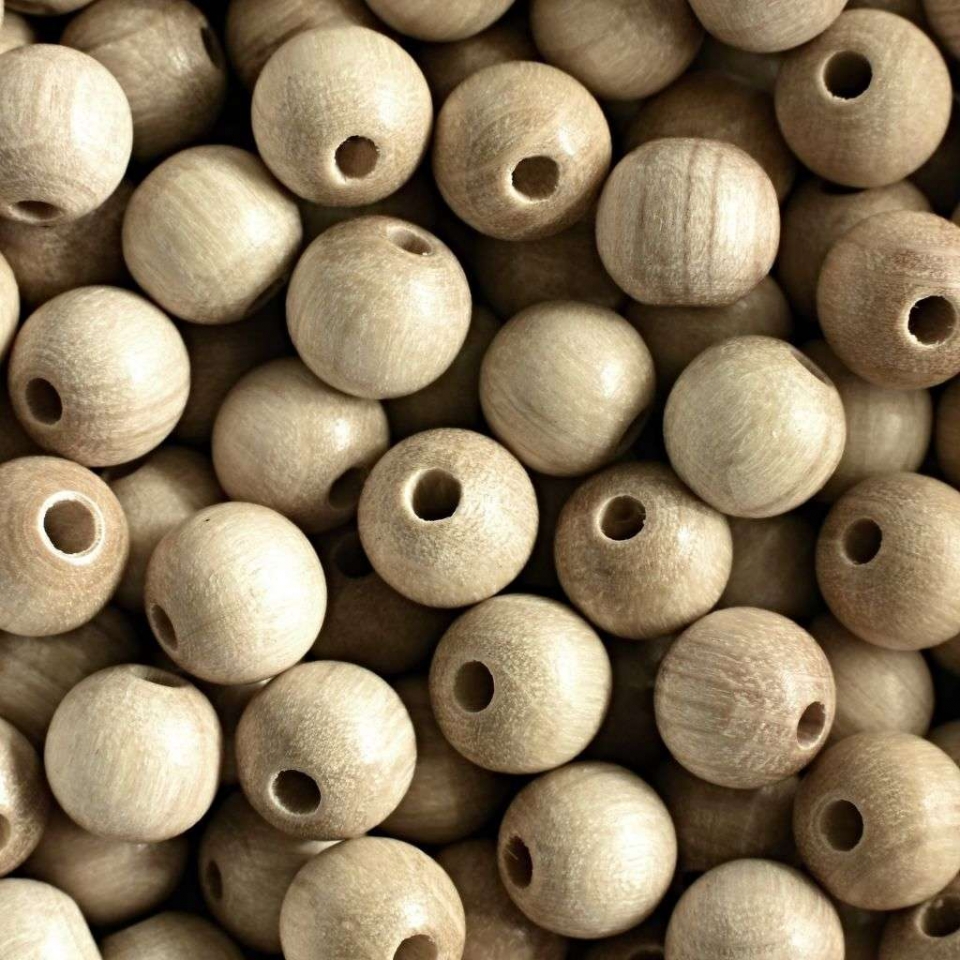 Korálky dřevěné přírodní 175 vel.10mm